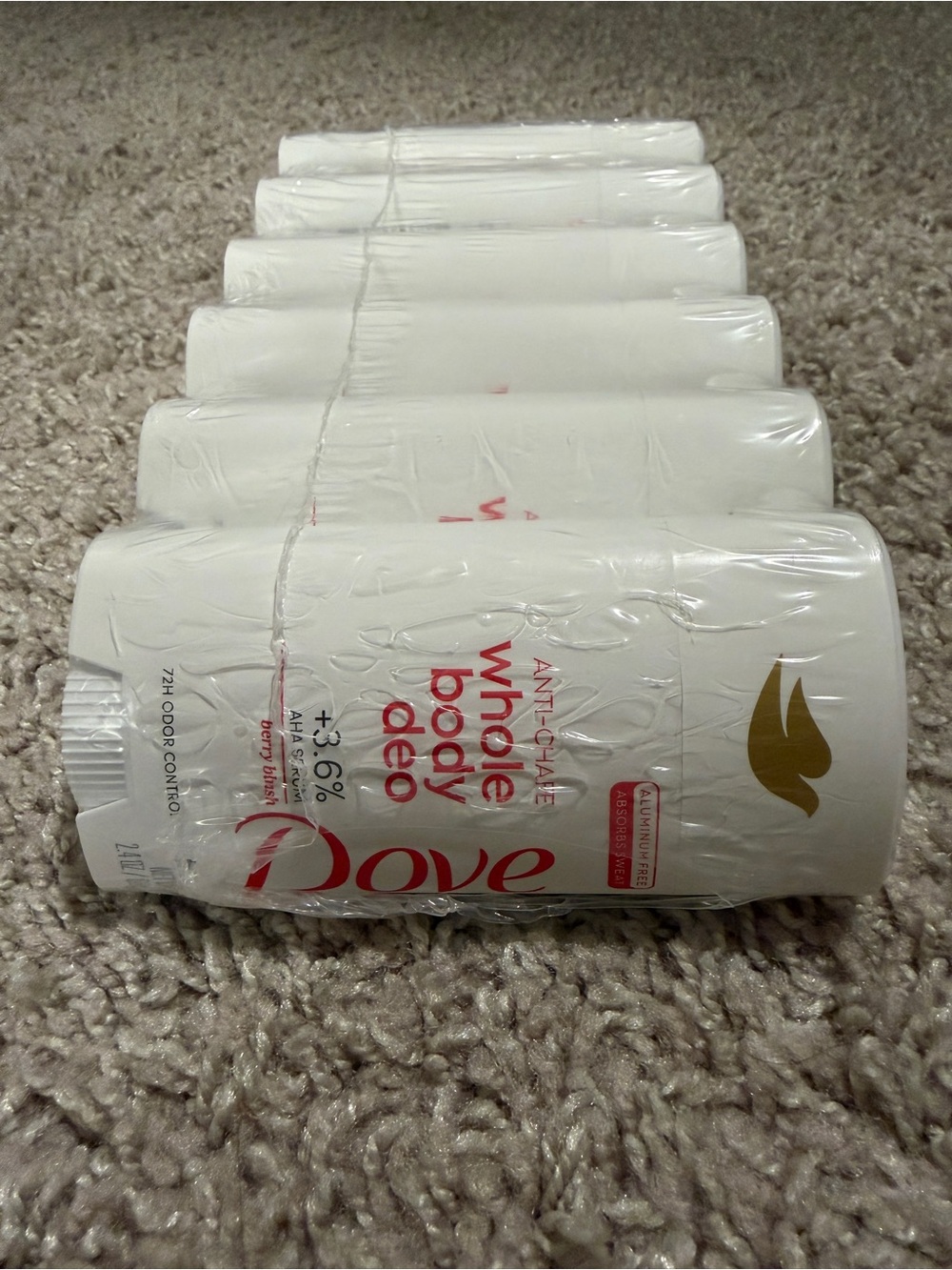 Dove Whole Body Deodorant Berry Blush 3.6% AHA – 6 Pack – NEW